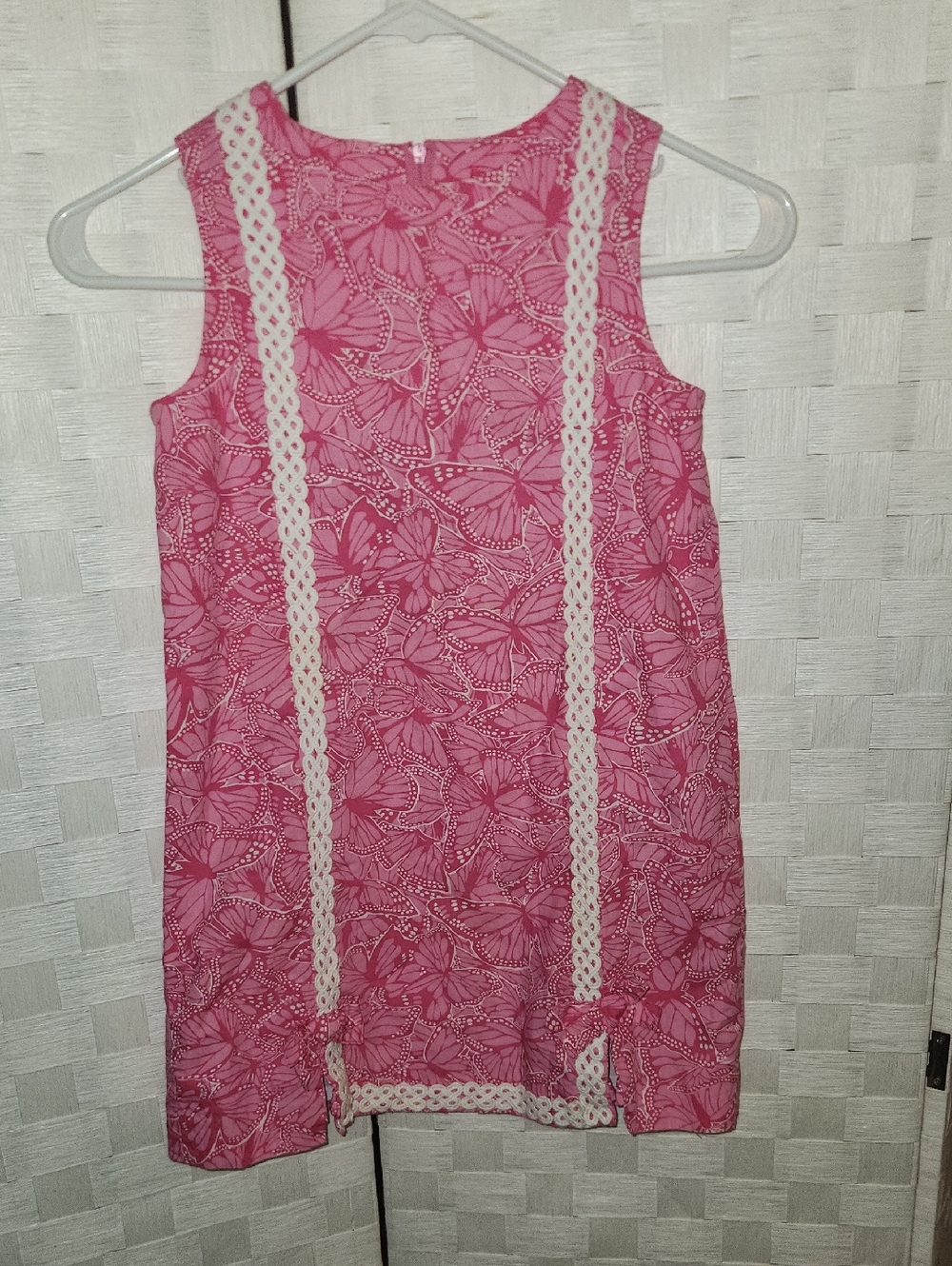 Lilly Pulitzer Pink Butterfly Lace-Trim Sleeveless Dress Girls Sz 8